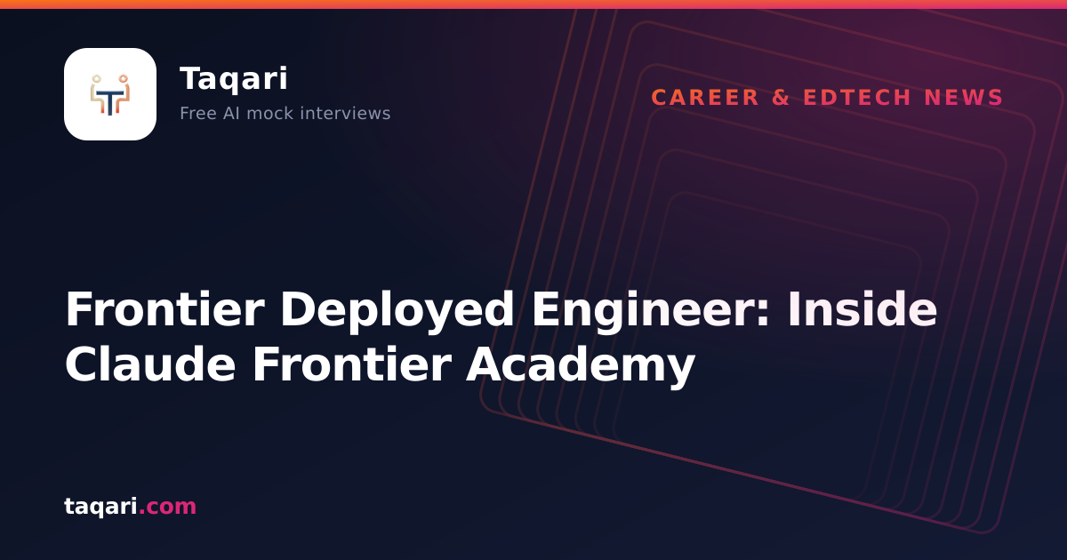 Taqari cover art for the frontier deployed engineer role and Claude Frontier Academy
