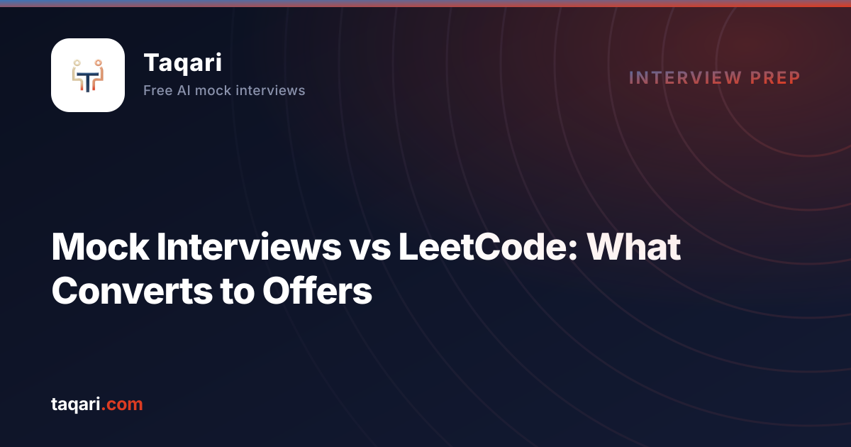 Taqari cover art comparing mock interview practice with grinding LeetCode problems